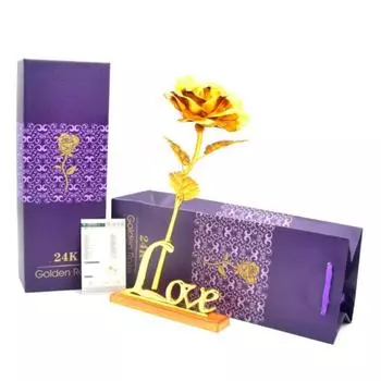 День Святого Валентина День матери Подарок 24k Позолоченная роза с любовью Держатель Коробка Подарок для свадебного украшения Цветок Золотой Погруженная роза