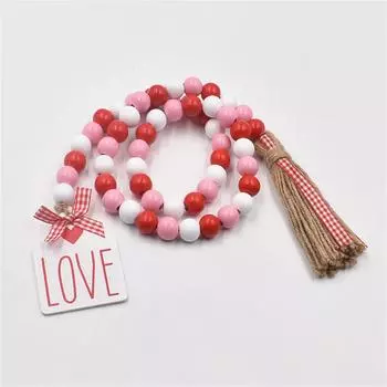 День святого Валентина деревянные гирлянды из бисера с кисточками и любовью деревянные украшения деревенский многоуровневый декор подноса для свадьбы своими руками День Святого Валентина