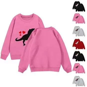 День святого Валентина Девочки Круглый вырез Пуловеры для детей Печатные детские топы 130