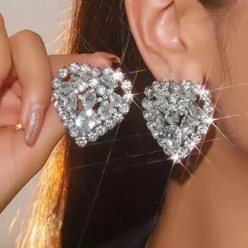 День святого Валентина, хит продаж, стеклянные серьги в форме сердца с бриллиантами для женщин, высококачественные серьги из кристаллов, эффектные серьги
