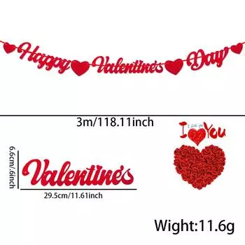 День Святого Валентина Красивый Счастливый День Бумажный Баннер Гирлянда Сердечки Для Памятных Романтических Событий