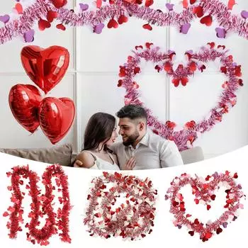 День святого Валентина, красочная полосатая вешалка Love Pulled Wooled, для использования в помещении и на улице, украшение в виде цветочного венка для входа в сад One Size