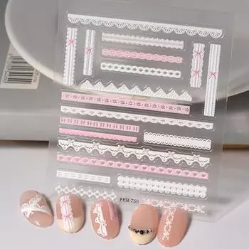 День святого Валентина кружевная лента-бабочка кружевная наклейка для ногтей поставляется с клейкой бумагой для украшения ногтей наклейки для маникюра