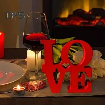 День святого Валентина LOVE Настольная табличка Деревянное любовное письмо Украшение рабочего стола Домашний офис Красный блок любви Домашняя вечеринка Свадьба Годовщина Украшение красный