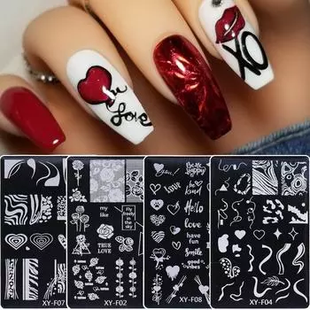 День святого Валентина, любовь, цветок, ногти, штампы, лист, цветок, трафареты из нержавеющей стали, инструменты для печати изображений, маникюра