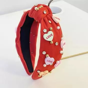 День святого Валентина Любовь Стразы Узел Повязка на голову Ободок Взрослые Аксессуары для волос Ювелирные изделия для волос