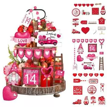 День святого Валентина многоярусный поднос декор фермерский поднос знаки декор стола с гномом лепестки роз деревянный знак для домашнего декора кухни стены