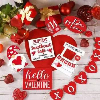 День святого Валентина многоярусный поднос декор фермерский гном сердце деревянная вывеска деревенское настольное украшение для домашнего декора Sets