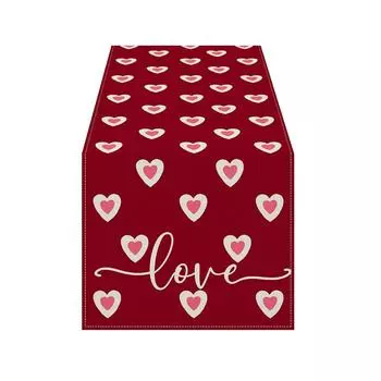 День святого Валентина Настольный флаг Красный Любовь Украшение дома Настольный флаг Скатерть One Size