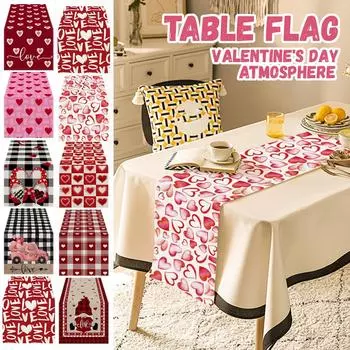 День святого Валентина Настольный флаг Красный Любовь Украшение дома Настольный флаг Скатерть One Size
