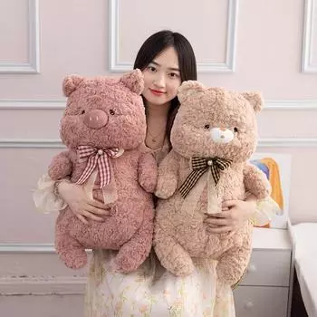 День святого Валентина Обнимашка Медведь Кролик Волосы Большая Кукла Панда Маленькая Розовая Свинья Толкаемая Подушка Креативный Кролик Украшение Подарок для Подруги 60cm