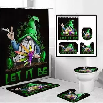 День святого Валентина Печатный ковер для душа Коврик для пола Комбинация Коврик для ванной комнаты Туалетный коврик Комплект из четырех предметов для ванной комнаты One Size