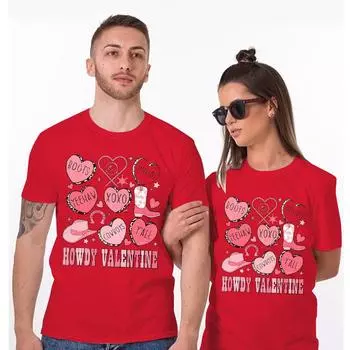 День святого Валентина Персонализированный принтованный хлопковый повседневный свободный топ для пар High Street Trendy Fashion T-Shirts Womens S