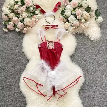День святого Валентина Плюшевый комбинезон сексуальный кролик нижнее белье ремни косплей униформа соблазнение S