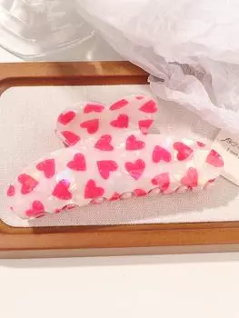 День святого Валентина полукруглые толстые заколки для волос, женские заколки для волос с красным рисунком в виде сердца, нескользящие заколки для волос подарок на День святого Валентина