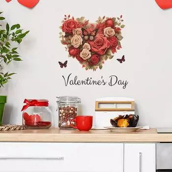 День святого Валентина Роза Бабочка Спальня Гостиная Украшения Стены Наклейки На Стены 40*60CM/fun-e2