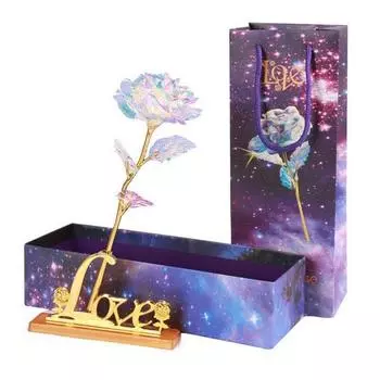 День святого Валентина Роза Галактика Романтичный хрустальный цветок Роза для влюбленных с подарочной коробкой other