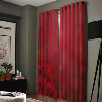 День Святого Валентина Роза Красное Сердце Оконные Шторы Гостиная Декор Шторы для Спальни Роскошный Домашний Декор Плоское Окно 135W x 60H(cm)