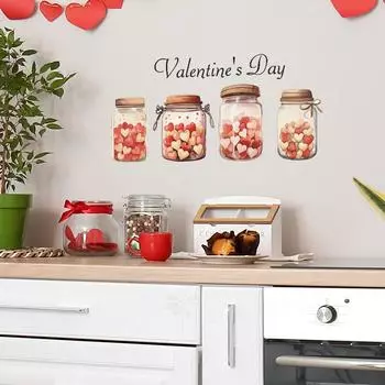 День святого Валентина Розовая любовь Стеклянная бутылка Спальня Гостиная Кухня Домашнее украшение Наклейки на стену 30*60CM/fun-b1