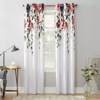 День святого Валентина розовые розы растения оконные шторы для гостиной спальни занавески современные кухонные жалюзи шторы 135W x 60H(cm) x1
