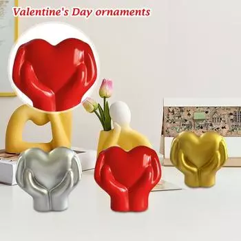 День святого Валентина смоляные статуэтки однотонные в форме сердца с пальцем забавные настольные фигурки для украшения дома на праздник One Size красный