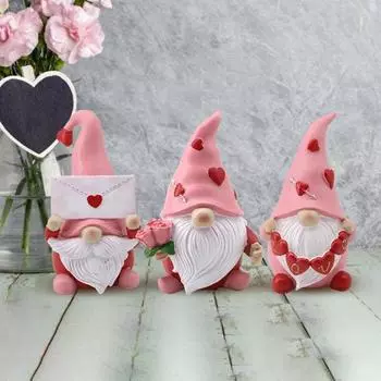 День святого Валентина, статуэтка гнома в виде сердца, смоляная роза, конверт, безликий эльф, статуэтка гнома, скульптура, украшение для домашнего офиса, орнамент A