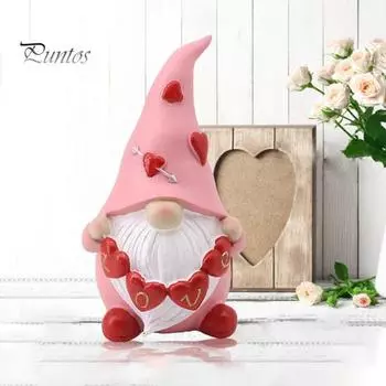 День святого Валентина, статуэтка гнома в виде сердца, смоляная роза, конверт, безликий эльф, статуэтка гнома, скульптура, украшение для домашнего офиса, орнамент A