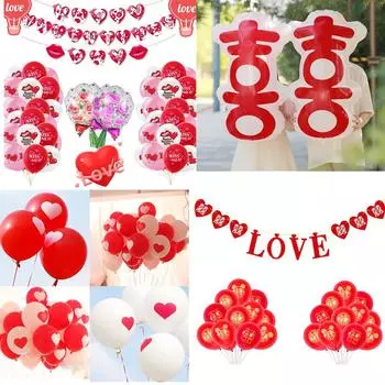 День святого Валентина Свадебный воздушный шар Флаг Вытягивание любовного письма Набор Розовый Красный День святого Валентина Свадебный Годовщина Украшения для вечеринки flower balloon A