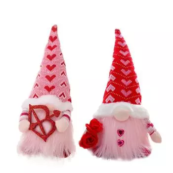 День святого Валентина Светящаяся кукла, подарок на украшение дома, держащая цветы и любовь Вязаная светящаяся кукла One Size