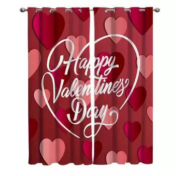 День святого Валентина Тема с Сердцем Дизайн Оконные Шторы Шторы для Гостиной Декоративные Элементы Гостиная 135W x 60H(cm)