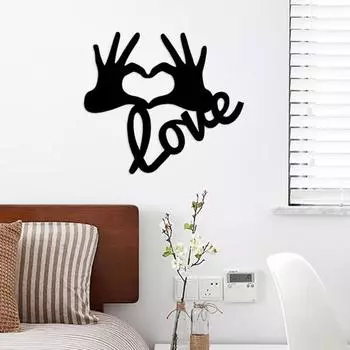 День святого Валентина Украшение в виде сердца в виде руки, деревянное украшение в виде сердца, подвесное украшение в виде знака любви, настенное искусство для домашнего декора чёрный