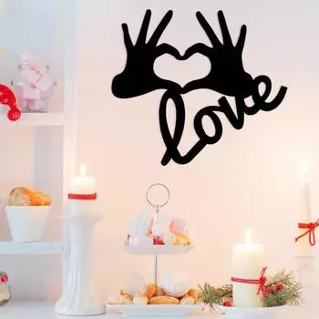 День святого Валентина Украшение в виде сердца в виде руки, деревянное украшение в виде сердца, подвесное украшение в виде знака любви, настенное искусство для домашнего декора чёрный