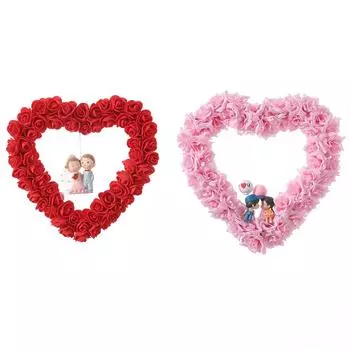 День святого Валентина Венок любви Украшение Свадебное предложение Вечеринка Моделирование Роза Вышитый шар Венок Сцена Украшение One Size розовый