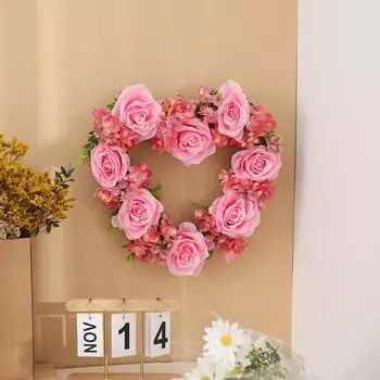 День святого Валентина Венок любви Украшение Свадебное предложение Имитация вечеринки Розовая роза Вышитый шар Венок Сцена Украшение