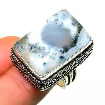 Дендрит-опал, драгоценный камень 925, посеребренное ювелирное кольцо ручной работы, размер 6,5