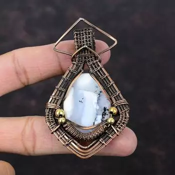 Dendrite Opal Copper Pendant Wire Wrapped Pendant Gemstone Pendant Stylish Pendant Copper Wire Wrapped Jewelry Gift For Him Handmade Pendant