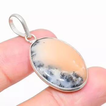 Dendrite Opal Gemstone 925 Sterling Silver Jewelry Pendant 1.77 c3H03 белый