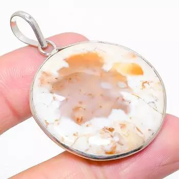 Подвеска из стерлингового серебра 925 пробы с опалом-дендритом 2,01 дюйма u5K79 белый