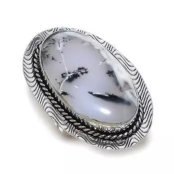 Dendrite Opal Gemstone 925 Sterling Silver Jewelry Gift Ring Size 8 b2P18