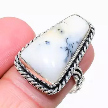 Dendrite Opal Gemstone 925 Sterling Silver Jewelry Ring Size 8 i7u45 8 белый