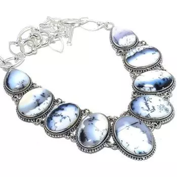 Dendrite Opal Gemstone Handmade 925 Silver Jewelry Necklace 18 JCN484-260