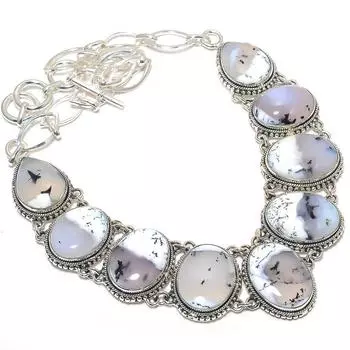 Dendrite Opal Gemstone Handmade 925 Silver Jewelry Necklace 18 JCN370-3