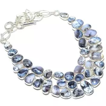 Dendrite Opal Gemstone Handmade 925 Silver Necklace 18 JCN326-18