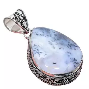 Dendrite Opal Gemstone Handmade 925 Sterling Silver Jewelry Pendant 2.17 AH-847 2.2 белый