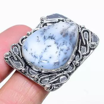 Dendrite Opal Gemstone Handmade 925 Sterling Silver Jewelry Ring Size 8 A1J22