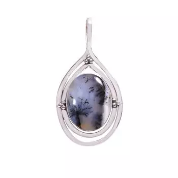 Dendritic Agate - Brazil 925 Sterling Silver Pendant V8253, White Pendant, Oval Pendant, Valentin s Day Gift, Gift For Her, Birthday Gift, Handmade Je