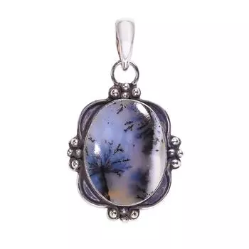 Dendritic Agate - Brazil 925 Sterling Silver Pendant V8188, White Pendant, Oval Pendant, Valentin s Day Gift, Gift For Her, Birthday Gift, Handmade Je