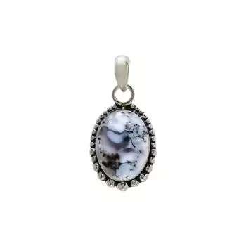 Dendritic Agate - Brazil 925 Sterling Silver Pendant V4677, White Pendant, Oval Pendant, Valentin s Day Gift, Gift For Her, Birthday Gift, Handmade Je