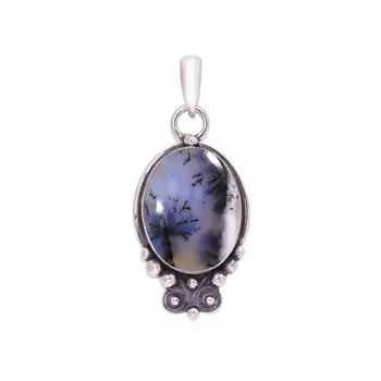 Dendritic Agate - Brazil 925 Sterling Silver Pendant V7681, White Pendant, Oval Pendant, Valentin s Day Gift, Gift For Her, Birthday Gift, Handmade Je