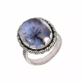 Dendritic Agate - Brazil Gemstone 925 Sterling Silver Ring V7863, White Ring, Oval Ring, Valentin s Day Gift, Gift For Her, Birthday Gift, Handmade Je